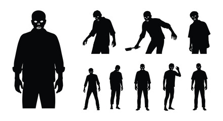 Silhouettes of multiple figures in various poses depicting a ghostly presence