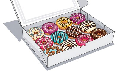Box of Colorful Donuts - A Sweet Treat Assortment.