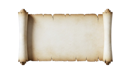 Ancient Scroll Unrolled on White Background