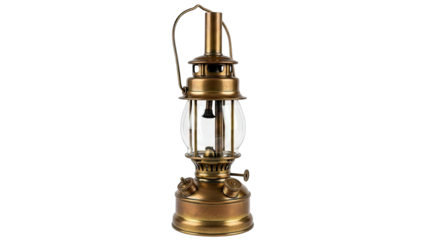 Antique Brass Lantern on White Background