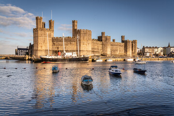 Caernarfon Castle High Tide The