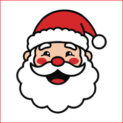 Jolly Santa Claus Face Cartoon Vector Icon