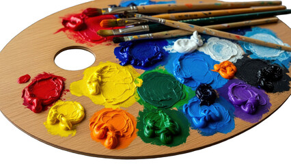 Obraz premium Artist's Palette with Paint and Brushes