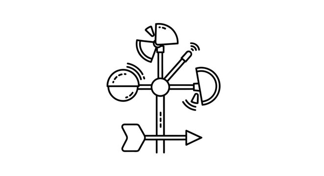 Stylized anemometer illustration depicting meteorological instrument and weather monitoring