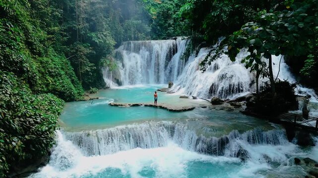 Piala waterfall in the forest in Sulawesi