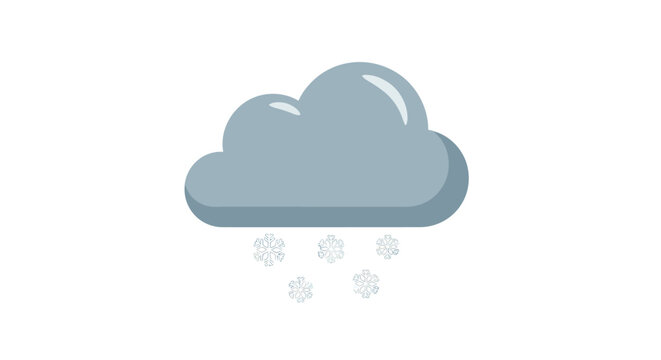 Simple digital illustration of a gray cloud releasing several delicate white snowflakes
