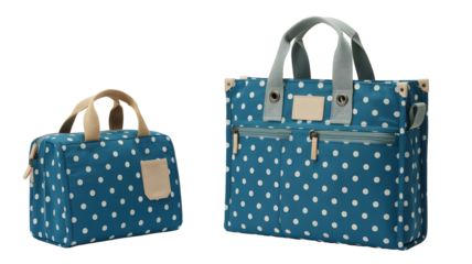 Stylish polka dot lunch bag and tote set for work or school, perfect for carrying meals and essentials with a fun, modern design on the go