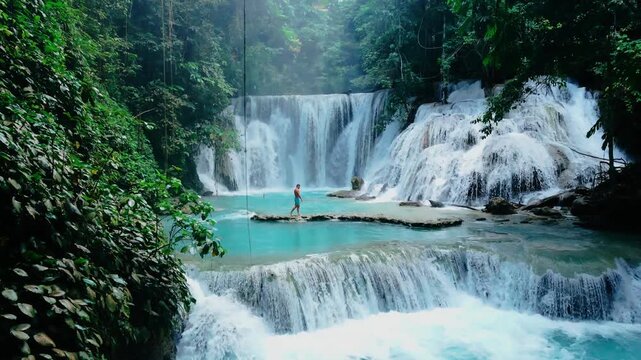 Piala waterfall in the forest in Sulawesi