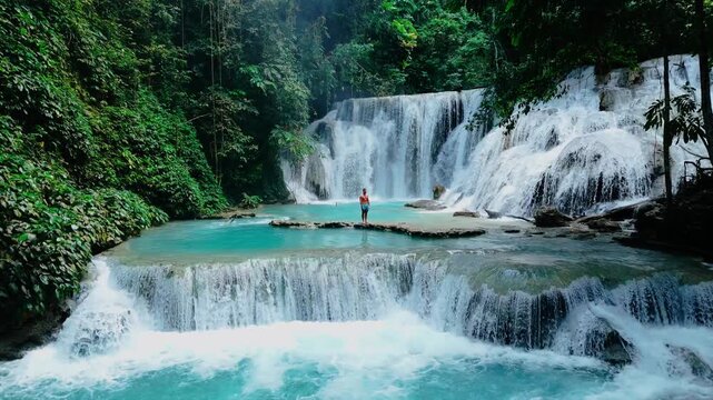 Piala waterfall in the forest in Sulawesi