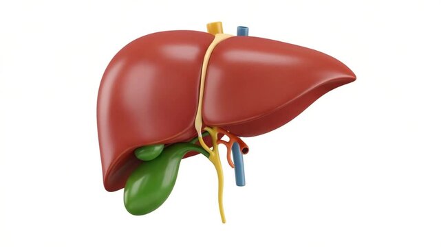 Human liver anatomy, gallbladder and vessels medical 3d model