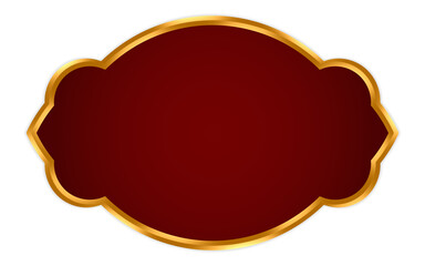Royal maroon decorative badge with gold edging &ndash; Crafted to elevate product presentation, its gold-trimmed maroon design fits packaging seals, exclusive branding, and elegant badge compositions