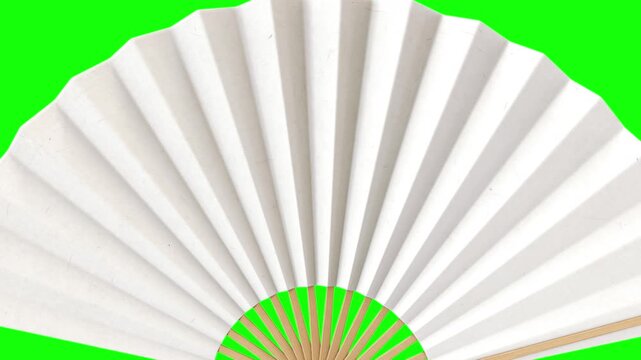 扇子が開く3Dアニメーション　2アクション　無地　グリーンバック
