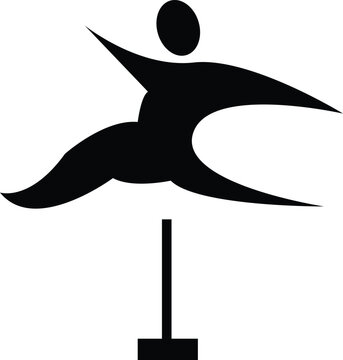 Black silhouette icon of an athlete jumping over a hurdle or highjump icon