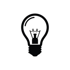Black light bulb icon on white background idea innovation