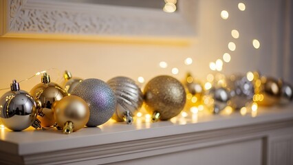 Glamorous Studio Christmas Mantel Background