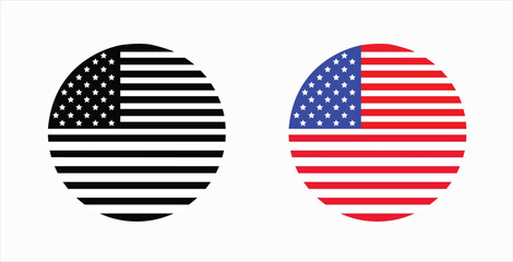 Patriotic American flag icon set for Independence Day celebrations and USA themed designs perfect for social media, marketing and show your USA pride today!