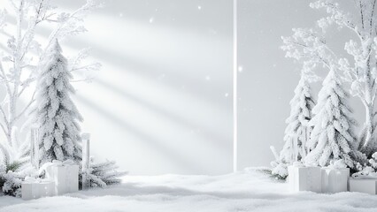 White Minimal Studio Christmas Interior Background