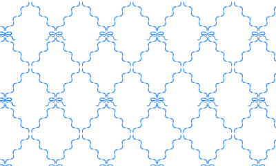 ブルーのリボンフレームデザインのパターン背景壁紙