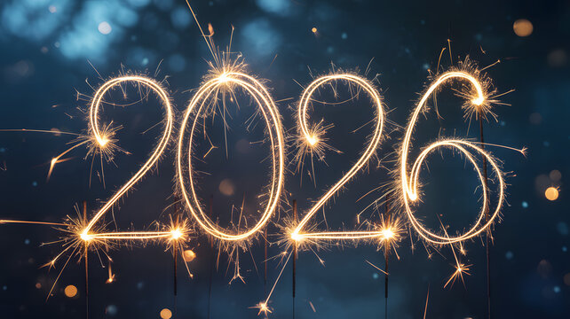 Sparkling new year 2026 celebration with fireworks