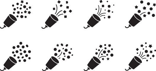 Seamless Pattern of Party Poppers with Confetti Celebration Festive and Joyful Design Element