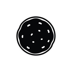 Fototapeta premium Black Silhouette Icon Of A Round Cookie With Chips