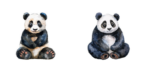 panda watercolor vector illustration © Dar