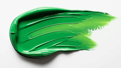 Abstract green paint stroke on white background showcasing smooth brush textures