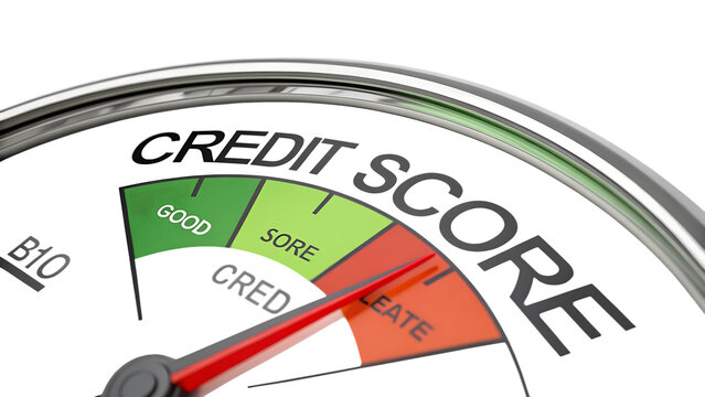 3D credit score meter concept for data display cut out on PNG. AI GENERATED.
