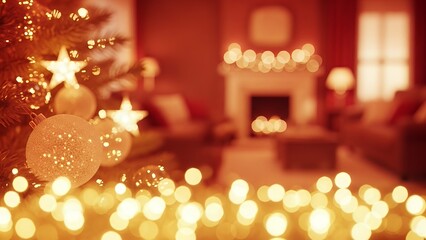 Warm Christmas Living Room Lights Abstract Background