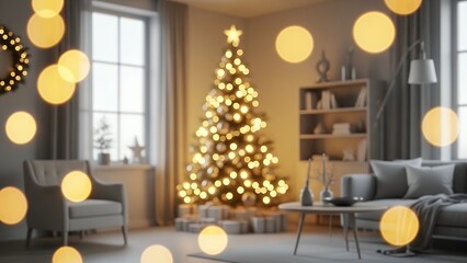 Modern Home Christmas Tree Glow Abstract Background