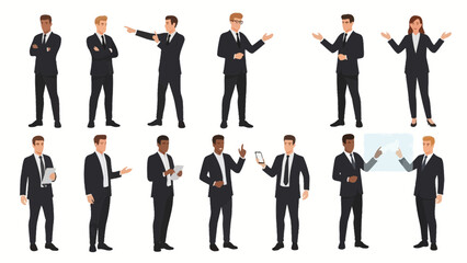 Diverse business people in formal suits vector illustration, presentation concept