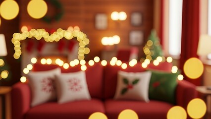 Cozy Red Christmas Interior Abstract Background