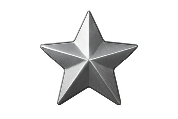 Obraz premium Silver five-pointed star representing achievement, quality, ranking, success, and excellence with transparent background