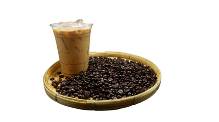 Coffee with coffee beans, original recipe, aromatic taste
