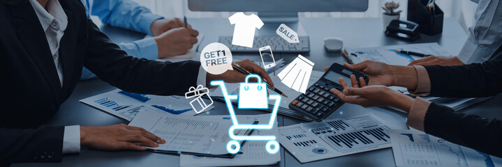 Glowing shopping cart with sale tags, clothing, and mobile items representing online retail marketing and e-commerce promotions Parse