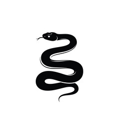 Fototapeta premium Black Silhouette of a Coiled Snake serpent reptile