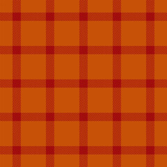 Chic background textile tartan, summer fabric texture check. Regular pattern vector plaid seamless in orange and red colors.