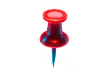 Red glowing pushpin for business reminders locating places on map or online navigation with transparent background
