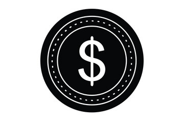 dollar coin vector icon silhouette