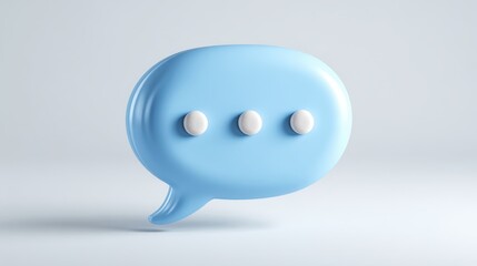 Blue 3d speech bubble representing ongoing typing, text message communication, chatting, dialogue, and online interaction in social media applications