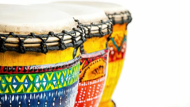 Video Close-up of two drumheads with drumsticks, ideal for music-related uses