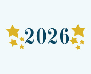 Fototapeta premium 2026 Happy New Year Blue And Yellow Festive Elegant Design Abstract Creative Vector Illustration