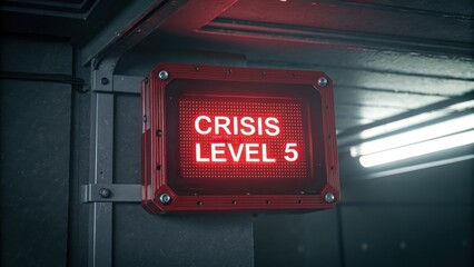 Red Warning Sign Indicating Crisis Level 5