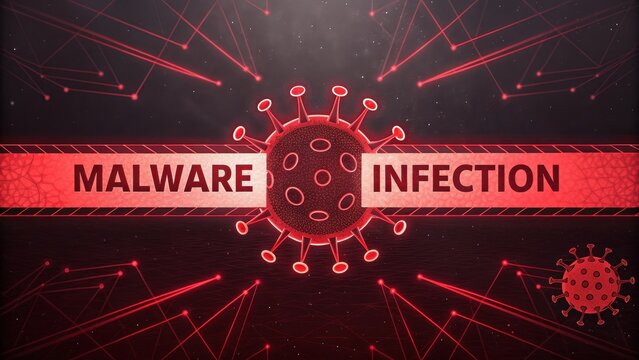 Red Virus Icon Displaying Malware Infection Warning Message