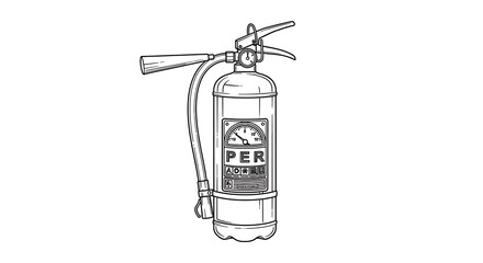 Detailed illustration of a fire extinguisher, safety equipment, emergency preparedness.