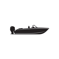 Speed Boat Silhouette Motorboat Powerboat Vector Illustration