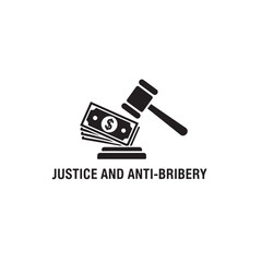 Justice and Anti Bribery Law Ethics Gavel Money Vector Icon