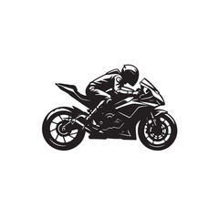 Obraz premium Sport Bike Rider Silhouette Racing Motorcycle Vector Illustration