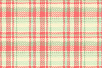 Blanket pattern check background, upscale fabric plaid textile. Quiet texture tartan seamless vector in light and red colors.