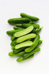 Fresh green organic mini baby bucumbers